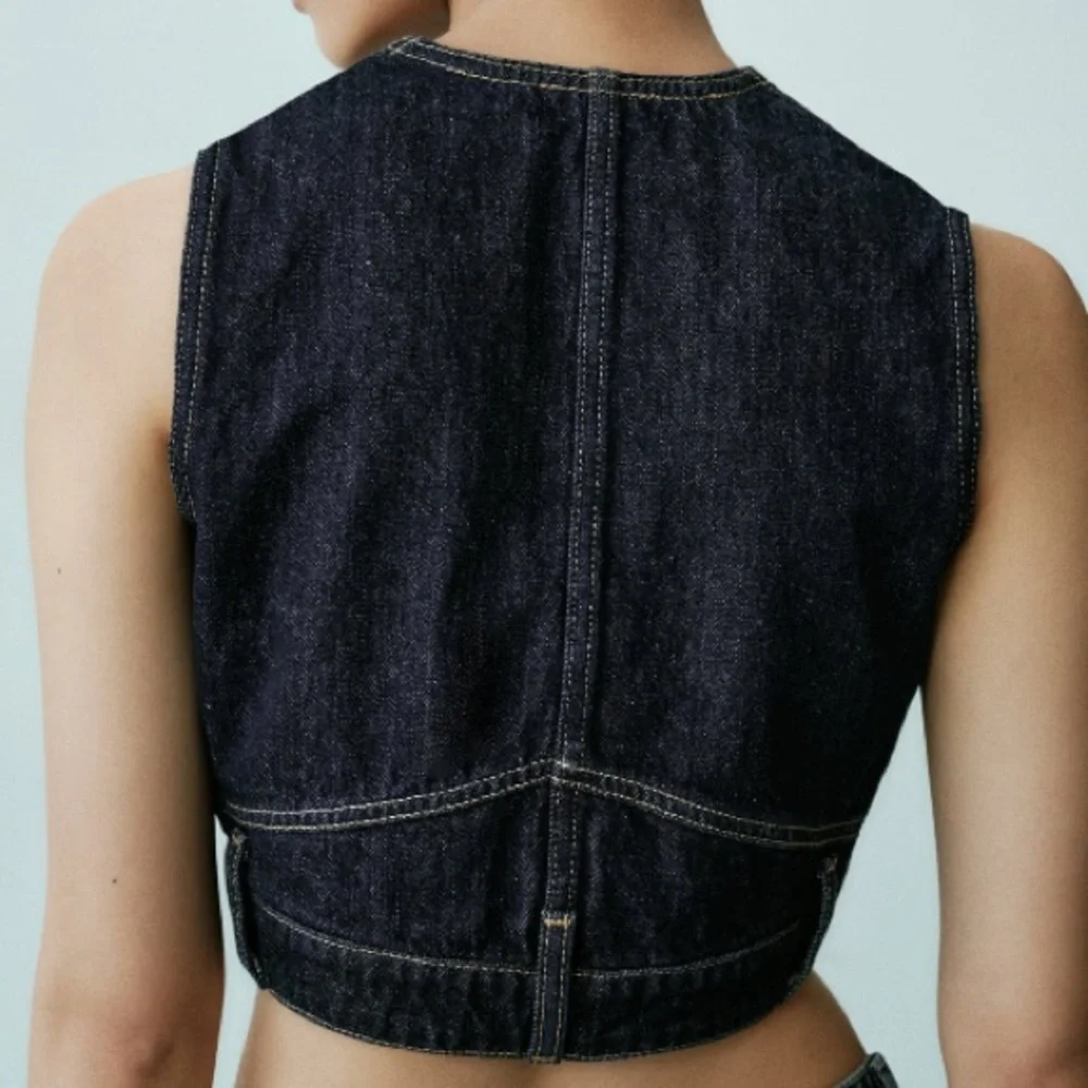 NEW! Zara Dark Denim TRF Vest Size XL - Picture 4 of 13